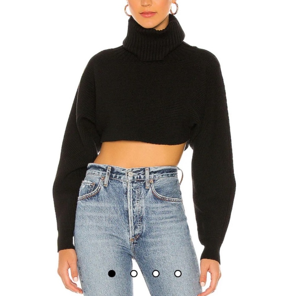 l’academie maven turtleneck cropped black sweater